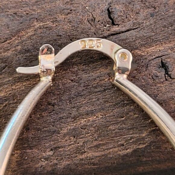 Sterling Scallop Textured Oval Hoop Earrings - Picture 5 of 7